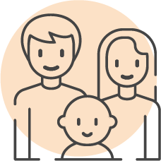 An illustration of two adults and a child | Orange Naturals