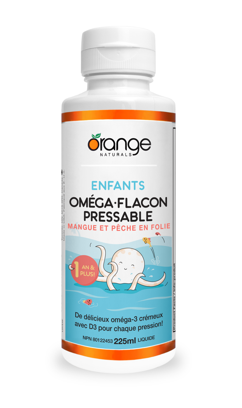 Enfants oméga·flacon pressable - Mangue et pêche en folie