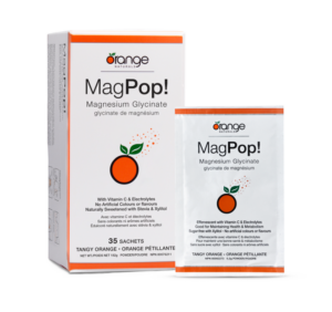 Image showing the box and a single sachet of Orange Naturals MagPop!