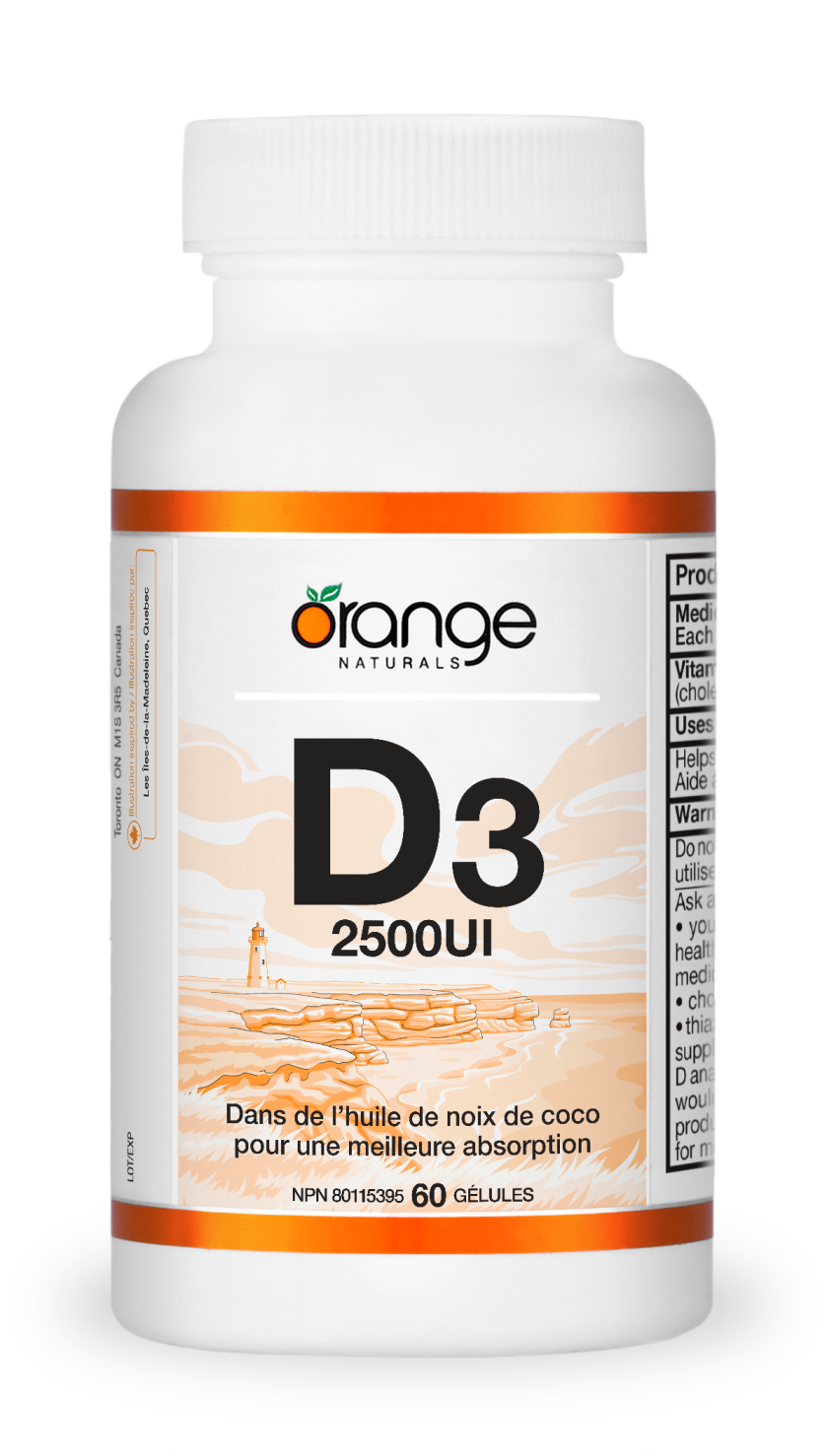 D3 gélules 2500UI - huile de noix de coco biologique