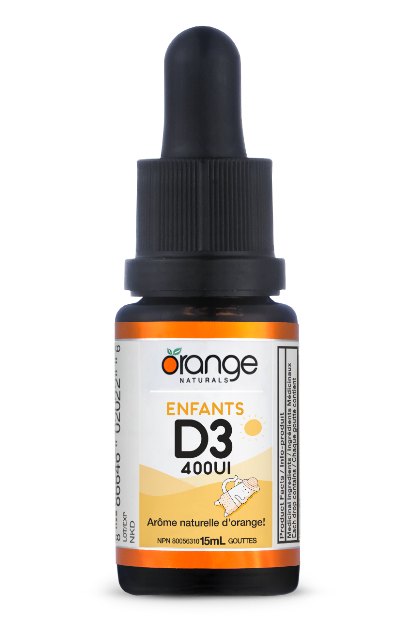 Enfants D3 en gouttes 400UI - saveur d'orange